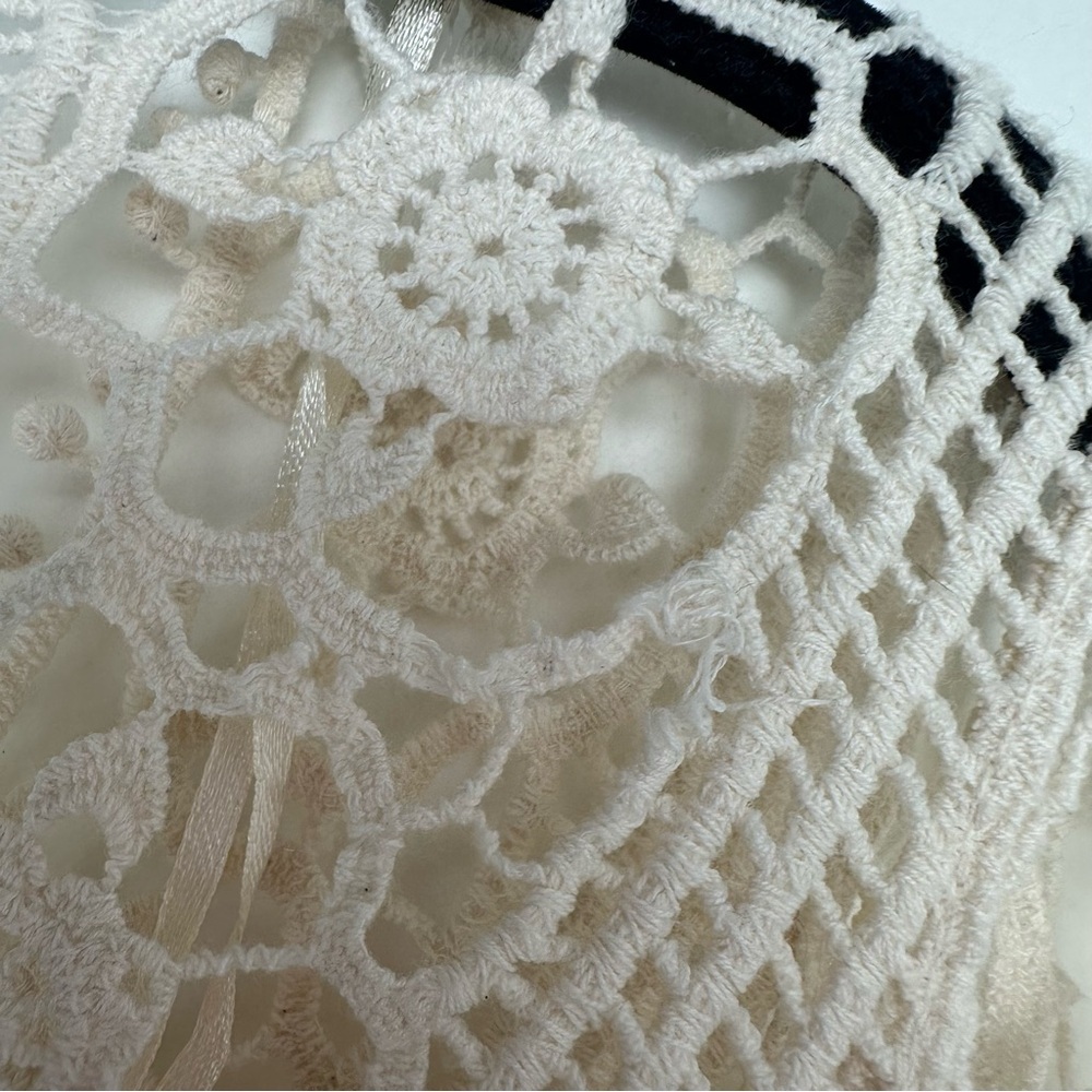 Solitaire Crochet Top Size‎ Medium Cream Boho Western Beachy Hippie - Picture 11 of 12